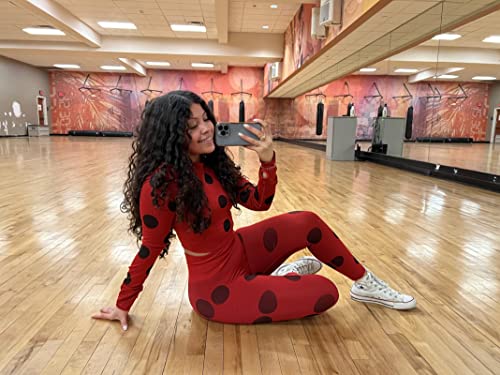 Miraculous Ladybug Womens Leggings Active Cosplay - Seamless for Gym Workout, Exercise, Yoga, Running by MAXXIM Red Medium