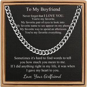 joycuff gifts for boyfriend birthday anniversary cuban 6mm stainless steel chain necklace from girlfriend chain hip hop jewelry