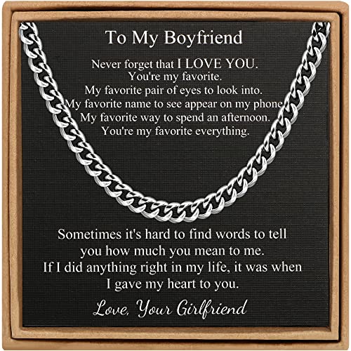 JoycuFF Gifts for Boyfriend Birthday Anniversary Cuban 6MM Stainless Steel Chain Necklace from Girlfriend Chain Hip Hop Jewelry