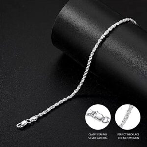 Sterling Silver Clasp Chain for Mens Necklace 20 Inches Silver Chain for Men Rope Chain Necklace 2.5mm Diamond Cut Silver Mens Chain Necklace 925 Sterling Silver Chain for Mens Rope Chain Necklace