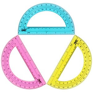 mr. pen- plastic protractors, 3 pack, 6 inch, 180 degrees, colorful protractor for geometry, math protractor, protractor for kids, geometry protractor, colored protractor