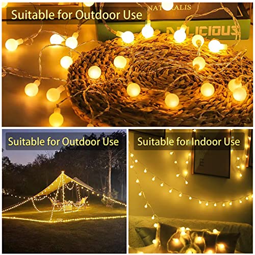 Fairy Lights 23 ft 50 LED Globe Twinkle Christmas Lights with Remote Control, 8 Modes USB Fairy Lights, Indoor Mood String Lights for Bedroom Balcony Garden or Party Decoration Lights (Warm White)