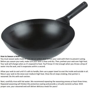 iPro Kitchenware 14" Carbon Steel Chinese Wok *Japanese Style *Round Bottom