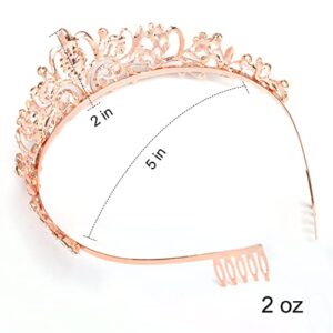 AOPRIE Birthday Crown for Women Finally 21st Birthday Sash for Women Girls Rose Gold Birthday Tiara 21 Birthday Gifts Her Him Decoration for Women Princess Crown Rhinestone Headband Happy Birthday Accessories