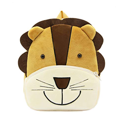 BEFUNIRISE Toddler Backpack for Boys and Girls, Cute Soft Plush Animal Cartoon Mini Backpack Little For Kids 1-6 Years (Lion)