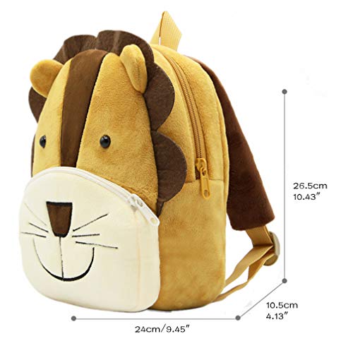 BEFUNIRISE Toddler Backpack for Boys and Girls, Cute Soft Plush Animal Cartoon Mini Backpack Little For Kids 1-6 Years (Lion)