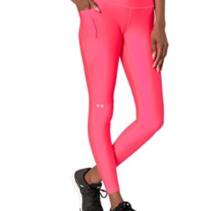 Under Armour Women's Standard HeatGear High Waisted Ankle No-Slip Leggings, (683) Pink Shock / / White, Small