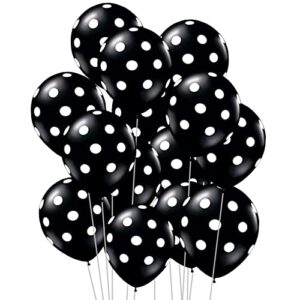 Black and White Polka Dots Balloons, 60pcs Large Polka Dot Latex Party Balloons for Hen Party Graduation Wedding Baby Shower Festival Birthday Party Decoration