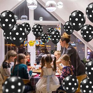 Black and White Polka Dots Balloons, 60pcs Large Polka Dot Latex Party Balloons for Hen Party Graduation Wedding Baby Shower Festival Birthday Party Decoration