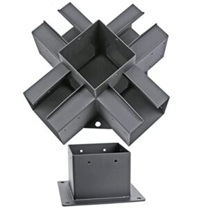 antsky 6x6(actual size: 5.5x5.5inch) stainless steel 5-way corner brackets with 1 flange anchors base, pergola/gazebo kit hardware