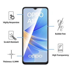NEW'C [3 Pack] Designed for Oppo A76 Screen Protector Tempered Glass, Case Friendly Ultra Resistant