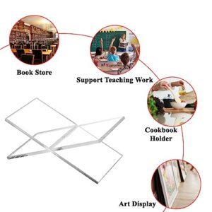 Large Clear Acrylic Book Stands for Display, Amlits, Best Reading Bookstand Display Open Holder for Cook Books Magazines, Newspaper, Textbooks (Clear)