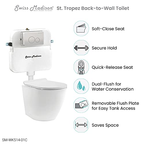 St. Tropez Back to Wall Concealed Tank Toilet Bowl Bundle in Glossy White