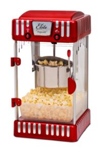elite gourmet epm-250# electric tabletop popcorn kettle maker, retro carnival, warming light (2.5oz, red)