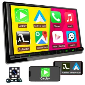 1280x720 hd non-glare touch screen car stereo with 30 segment eq,7 inch double din stereo for apple carplay & android auto with bluetooth 5.2,car radio with backup camera, mirror link/swc/fm/am