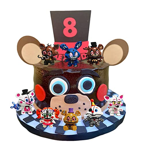 OULUN Birthday Party Cake Toppers For Five Nights at Freddy's, Kids Birthday Party Cake Decorating Supplies（8pcs）