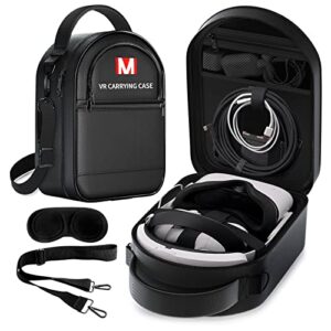skadell hard carrying case compatible with meta/oculus quest 2, vr headset with elite strap, touch controllers & other accessories, with strap & lens protector, for travel and home storage