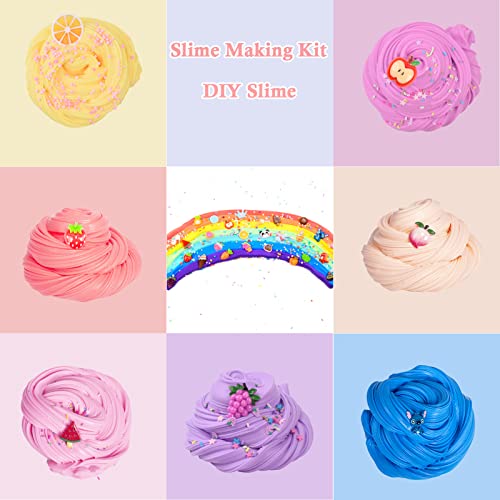 7 Pack Mini Butter Slime Kit for Girls 10-12, with Blue Slime, Lemon Watermelon and Peachybbies Slime Charm etc,DIY Scented Putty Slime for Kids,Soft and Non-Sticky，Cute Stuff Toys