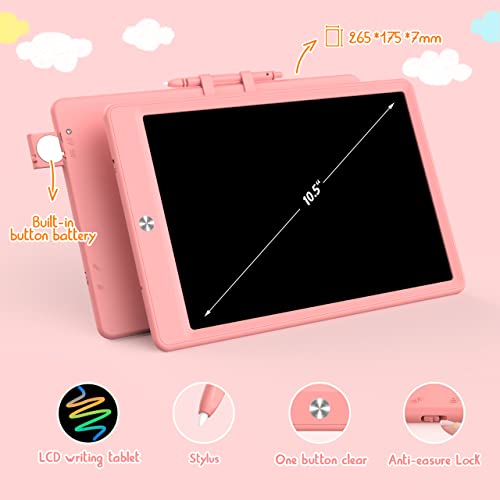 LCD Writing Tablet Doodle Board,10.5 inch Colorful Electronic Drawing Pads,Travel Gifts for Kids Ages 3 4 5 6 7 8 Year Old Girls Boys (Pink)