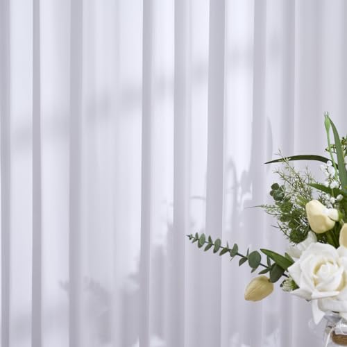 5ftx10ft White Backdrop Curtain Panels for Parties, Wrinkle Free Polyester Photography Backdrop Curtains, Wedding Party Decoration Supplies