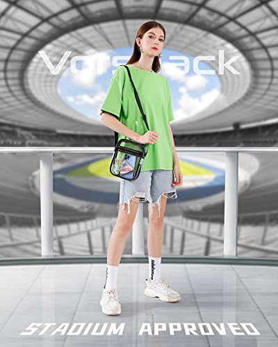 Vorspack Clear Bag Stadium Approved - PVC Clear Purse Clear Crossbody Bag with Front Pocket for Concerts Sports Festivals - Navy Blue