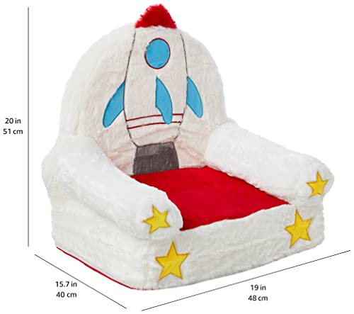 Amazon Basics Children's Plush Chair, Rocket, Multicolor