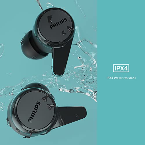PHILIPS T1207 True Wireless Headphones with Up to 18 Hours Playtime and IPX4 Water Resistance, Black