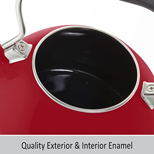 Chantal 1.8 QT Kettle, Oolong Series, Premium Enamel on Carbon Steel, Whistling, Even Heating & Quick Boil (Apple Red)