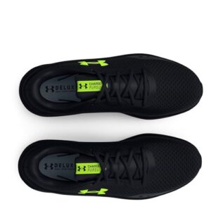 Under Armour Men's Charged Pursuit 3 Running Shoe, Black/Black/Lime Surge, 10.5