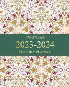 two year 2023-2024 monthly planner: 2yr january 2023 to december 2024 with agenda planner calendar schedule 24 months notes and goals, 8 x 10, asian floral cover planner for work or personal