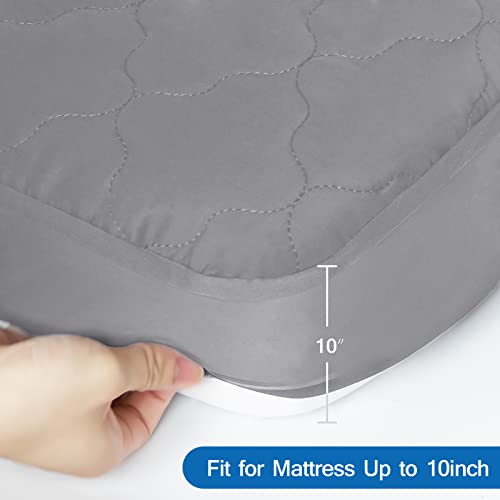 Cot Mattress Pad - Waterproof Quilted Cot Size Mattress Cover Topper 30" X 75" X 10" Fitted for Narrow Twin/Camp Bunk/Rvs Bunk/Guest Beds, Soft & Breathable Microfiber Protector, Grey (Cover Only)