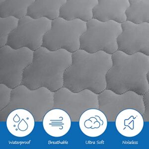 Cot Mattress Pad - Waterproof Quilted Cot Size Mattress Cover Topper 30" X 75" X 10" Fitted for Narrow Twin/Camp Bunk/Rvs Bunk/Guest Beds, Soft & Breathable Microfiber Protector, Grey (Cover Only)