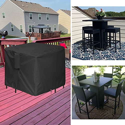 5 Piece Bar Height Patio Dining Set Covers Waterproof 60 Inch Square Patio Bar Height Table & Chair Sets Cover, Black