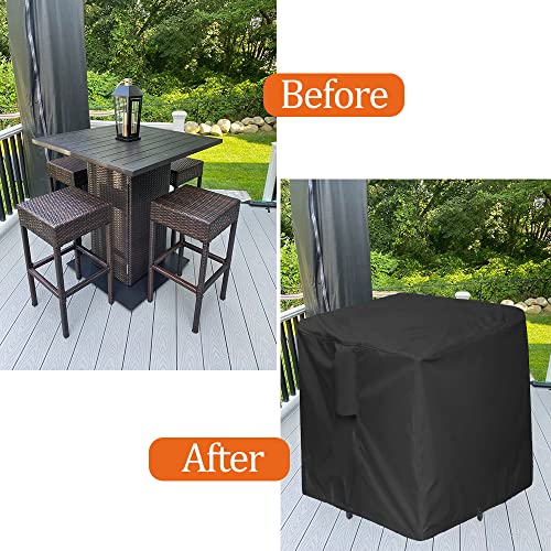 5 Piece Bar Height Patio Dining Set Covers Waterproof 60 Inch Square Patio Bar Height Table & Chair Sets Cover, Black