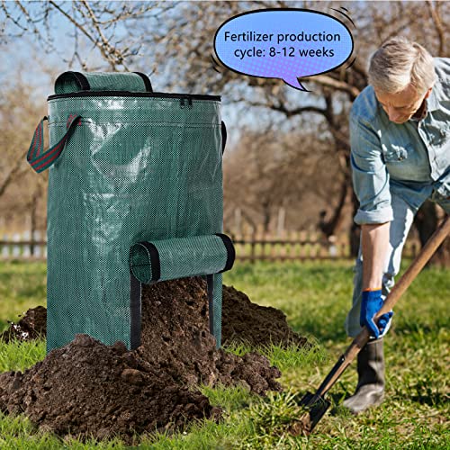 Pilntons 2 Pack 30 Gallon Garden Composting Bags Reusable Lawn Leaf Bags Heavy Duty Yard Waste Bags with Zipper Lid and Handles Compost Bins Outdoor Container for Clean Up Debris Grass Clippings