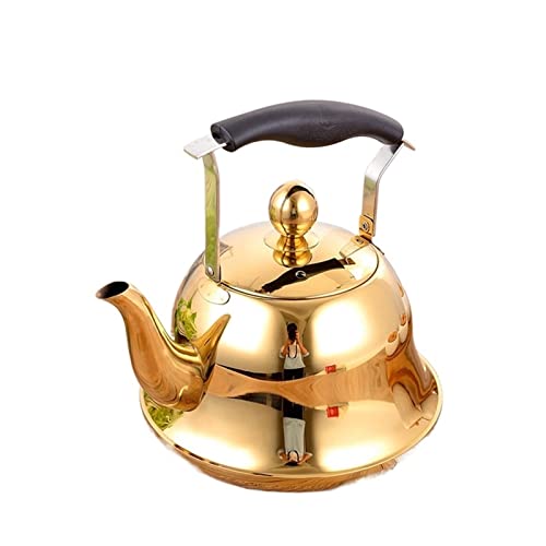 Kettle - Stainless Steel Whistle Kettle Gas Induction Cooker Kettle Household Gas Kettle Creative Teapot (Capacity : 2L, Color : Gold)