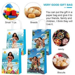 W/NN 16 Pcs Moana Party Paper Gift Bags, 2 Styles Party Favor Bags with Handles for Moana Party Decorations, Goody Bags Candy Gift Bags for Girls Boys Birthday Party Supplies Favors