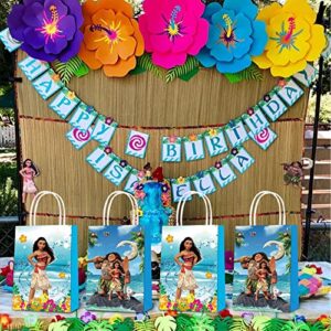 W/NN 16 Pcs Moana Party Paper Gift Bags, 2 Styles Party Favor Bags with Handles for Moana Party Decorations, Goody Bags Candy Gift Bags for Girls Boys Birthday Party Supplies Favors