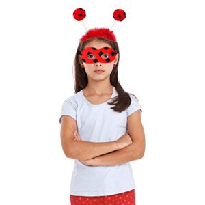 Yewong Ladybug Costume Set Ladybug Antenna Headband Polka Dots Earrings Gloves Mask for Kids Halloween Christmas Fancy Party Dresses