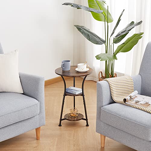 Dulcii Small Round End Table for Narrow and Small Space, 3-Tier Round Accent Couch Beside Table, Modern Side Table Corner Sofa Table Nightstand for Living Room Bedroom