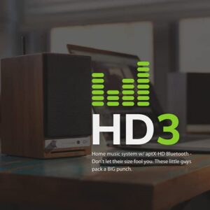 Audioengine HD3 Powered Bluetooth Speakers and DS1M Metal Desktop Speaker Stands Bundle (Walnut)