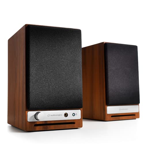 Audioengine HD3 Powered Bluetooth Speakers and DS1M Metal Desktop Speaker Stands Bundle (Walnut)