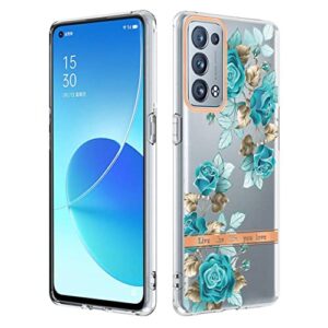 saturcase case for oppo reno 6 pro 5g, beautiful flower ultra thin soft tpu silicone border pc panel protective back cover for oppo reno 6 pro 5g (yv-6)