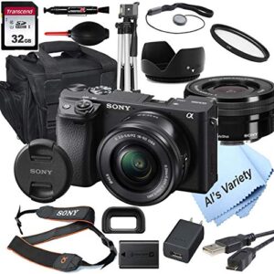 sony alpha a6400 mirrorless digital camera with 16-50mm lens + 32gb card, tripod, case, and more (18pc bundle) (renewed)