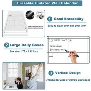 Large Wall Calendar Dry Erase 3 Month,36x24 Jumbo Undated Quarterly White Board Calendar For Medium Office,Giant Reusable Laminated 90 Days Planner,Big Multi Months Planning Poster