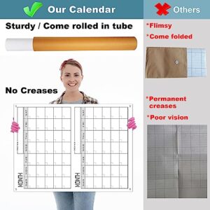 Large Wall Calendar Dry Erase 3 Month,36x24 Jumbo Undated Quarterly White Board Calendar For Medium Office,Giant Reusable Laminated 90 Days Planner,Big Multi Months Planning Poster