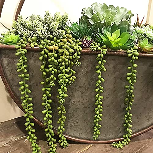 BohoSM 3pcs Fake String of Pearls Plant Artificial Hanging Plants Faux String of Pearls Artificial Succulents Plants Artificial String of Pearls Plants Fake Hanging Plant (Succulents)