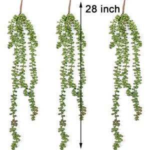 BohoSM 3pcs Fake String of Pearls Plant Artificial Hanging Plants Faux String of Pearls Artificial Succulents Plants Artificial String of Pearls Plants Fake Hanging Plant (Succulents)