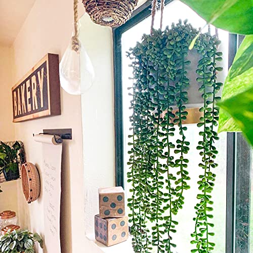 BohoSM 3pcs Fake String of Pearls Plant Artificial Hanging Plants Faux String of Pearls Artificial Succulents Plants Artificial String of Pearls Plants Fake Hanging Plant (Succulents)