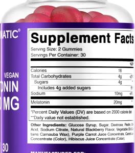 Vitamatic Melatonin 20mg Gummies for Adults, 30 Servings - 60 Vegetarian Gummies - Non-Habit Forming Supplement (60 Gummies (Pack of 2))